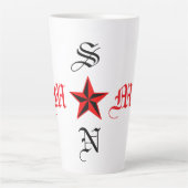 Elegant Monogram Ster Moeder Zoon Latte Mok Design (Voorkant)