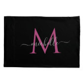 elegant monogram stijlvol, zwart kussensloop (Achterkant)