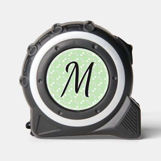 Elegant Monogram Stippen Patroon Bord Groen Rolmaat (Voorkant)