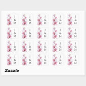 Elegant Monogram Stof Roze Bloem Bruiloft Vierkante Sticker (Vel)