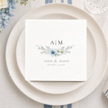 Elegant Monogram Stofblauw Bruiloft