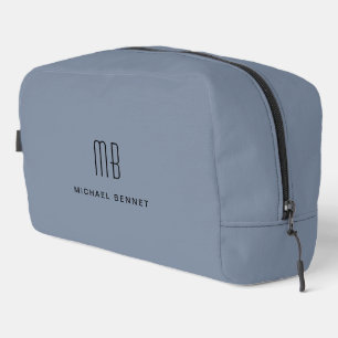 Elegant monogram stofblauw toilettasje