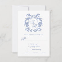 Elegant Monogram Stofblauwe Wapenschild Trouw