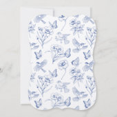 Elegant Monogram Stoffig Blauw Bruiloft Kaart (Achterkant)