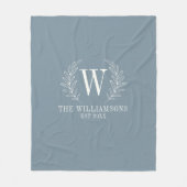 Elegant Monogram Stoffig Blauw Familienaam Fleece Deken (Voorkant)