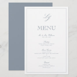 Elegant Monogram Stoffig Blauw Script Bruiloft Men