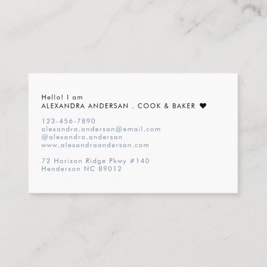 Elegant Monogram Stoffig Blauw Zwart Script Naam Visitekaartje (Achterkant)