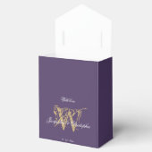 Elegant Monogram Stoffig Paarse Gouden Bruiloft Bedankdoosjes (Geopend)