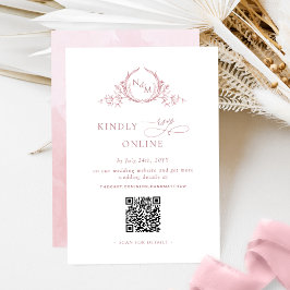 Elegant Monogram Stoffig Roos RSVP Online QR Code Informatiekaartje