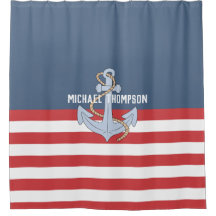 Elegant monogram strandhuis Anchor strees marine