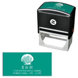 Elegant monogram & strandscallop  zelfinktende stempel