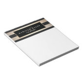 Elegant Monogram Striped Black and Gold Notitieblok (Schuin)