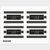 Elegant Monogram Striped Black and White Rechthoekige Sticker (Vel)