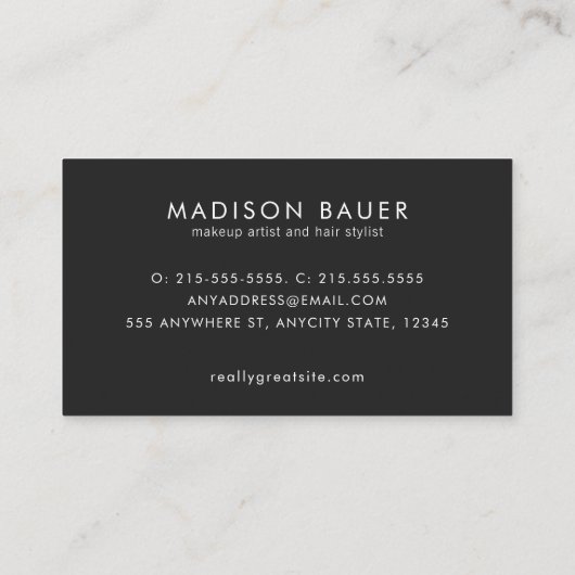 Elegant Monogram Striped Black en FAUX Gold Foil Visitekaartje (Achterkant)