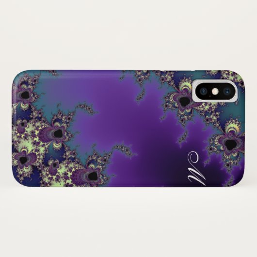 Elegant Monogram Summer Blues Fractal Case-Mate iPhone Case (Achterkant (horizontaal))