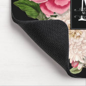 Elegant Monogram Swirls Black Floral Chic Muismat (Hoek)