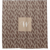 Elegant monogram Tan & Cream Block Print Bladeren Douchegordijn (Voorkant)