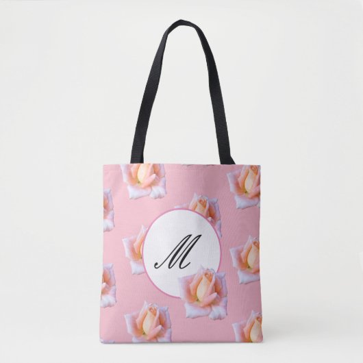 Elegant monogram Tas Pink Rose Flowers (Voorkant)