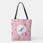 Elegant monogram Tas Pink Rose Flowers (Achterkant)