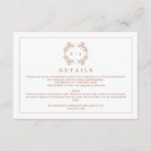 Elegant Monogram Terracota Wedding Details Informatiekaartje (Voorkant)