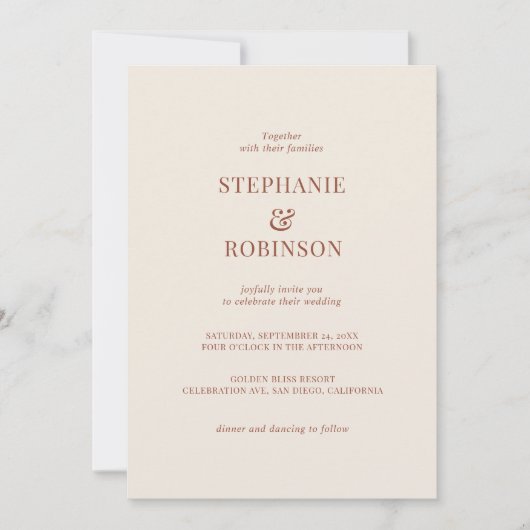 Elegant Monogram Terracotta Burnt Sinaasappel Brui Kaart (Voorkant)