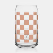 Elegant monogram terracotta check patroon blikvorm glas (Achterkant)