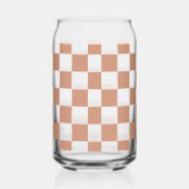 Elegant monogram terracotta check patroon blikvorm glas (Links)