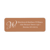 Elegant Monogram terracotta douane terugkeeradres Etiket (Voorkant)