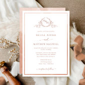 Elegant Monogram Terracotta Waterverf Wedding Kaart