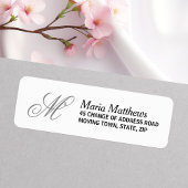 Elegant monogram terugkeeradres etiket