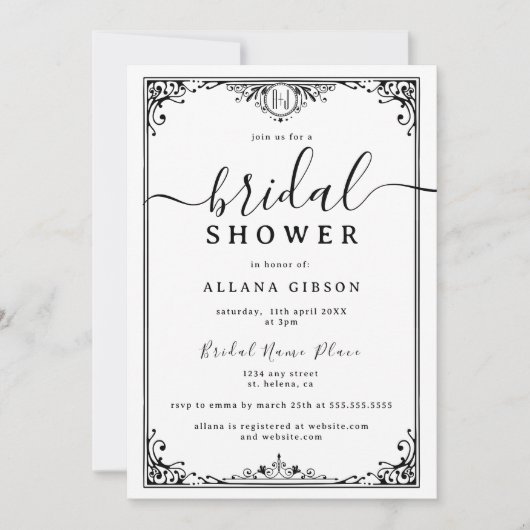 Elegant monogram tot de dood maakt deel uit van ta kaart (Voorkant)