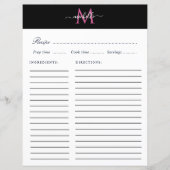 elegant monogram trendy script recept card (Voorkant)