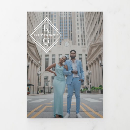 Elegant Monogram trivoudig Boek Weddenschap Drieluik Programma (Cover)