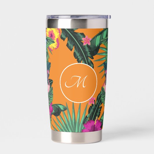Elegant monogram tropische bloemen geïsoleerde drinkbeker (Links)