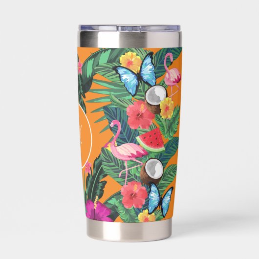 Elegant monogram tropische bloemen geïsoleerde drinkbeker (Achterkant)