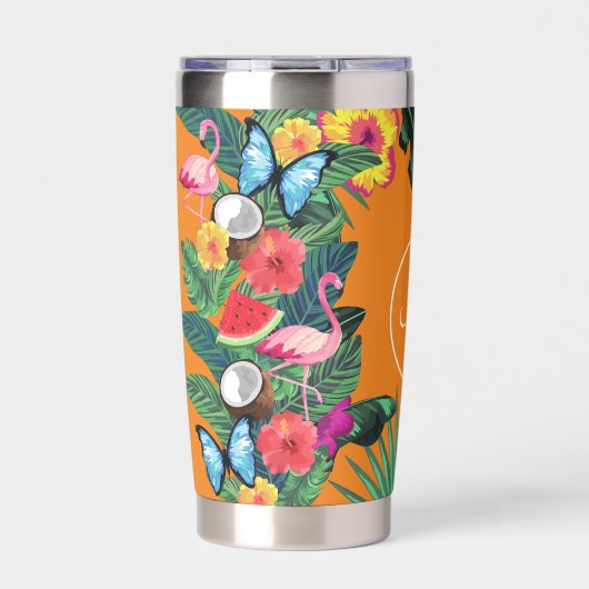 Elegant monogram tropische bloemen geïsoleerde drinkbeker (Voorkant)