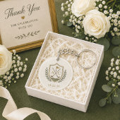 Elegant Monogram Trouw Golf Crest Sleutelhanger