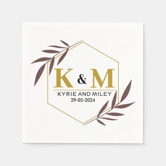 elegant monogram trouw goud servet (Voorkant)