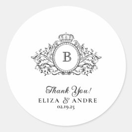 Elegant Monogram Trouw  Ronde Sticker