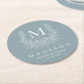 Elegant Monogram Trouwronde Papier Onderzetter (Gebogen)