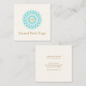 Elegant Monogram Turquoise Blauw Mandala Vierkante Visitekaartje (Voorkant / Achterkant)