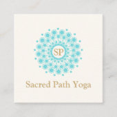 Elegant Monogram Turquoise Blauw Mandala Vierkante Visitekaartje (Voorkant)