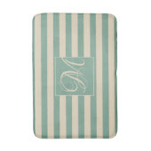Elegant monogram turquoise crème strepen kustlijn badmat (Voorkant Verticaal)