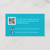 Elegant Monogram Turquoise Damask Huishouding Visitekaartje (Achterkant)