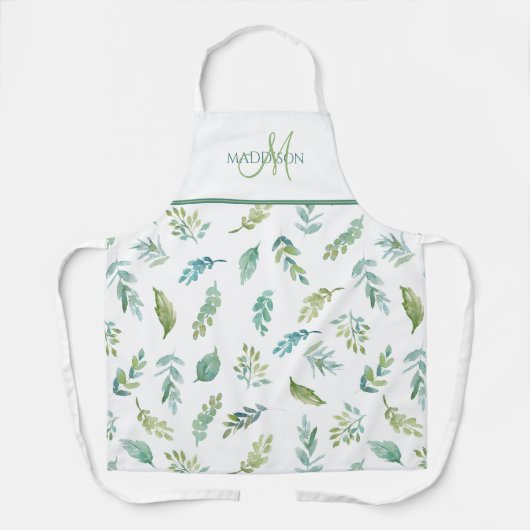 Elegant Monogram, Turquoise en Green Leaf Pattern Schort (Voorkant)