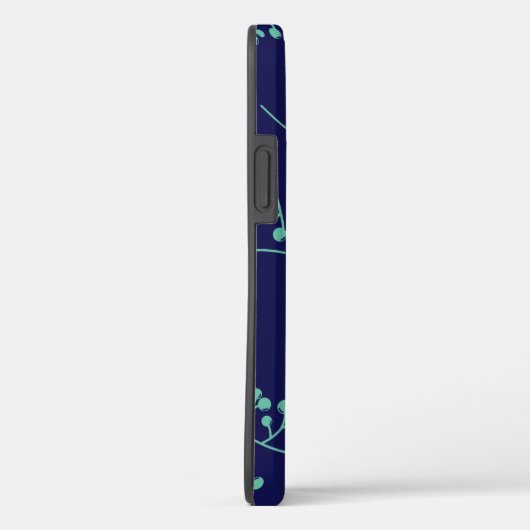 Elegant monogram turquoise green berry patroon Case-Mate iPhone case (Achterkant / Rechts)