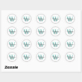 Elegant Monogram Turquoise Retouradres Ronde Sticker (Vel)