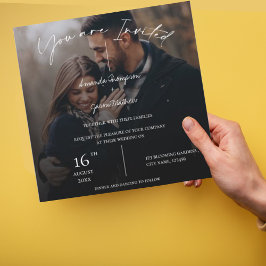 Elegant Monogram Twee Foto Tekst Overlay Bruiloft