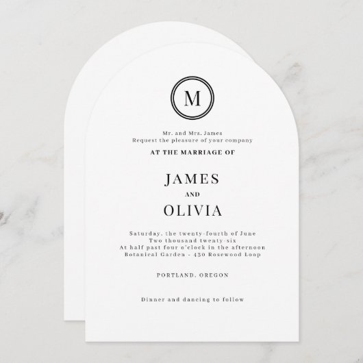 Elegant monogram typografie bruiloft kaart (Voorkant / Achterkant)