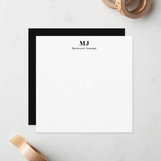 Elegant Monogram Typografie Notitiekaartje (Voorkant / Achterkant in situ)